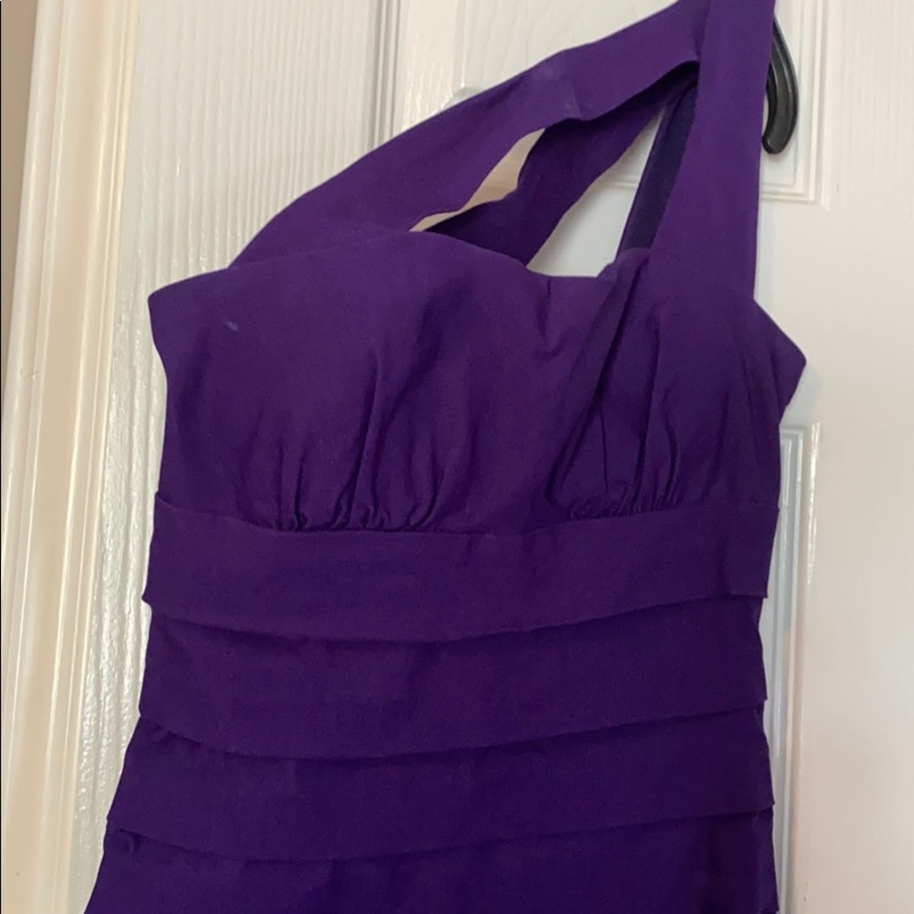 Purple bodycon dress.